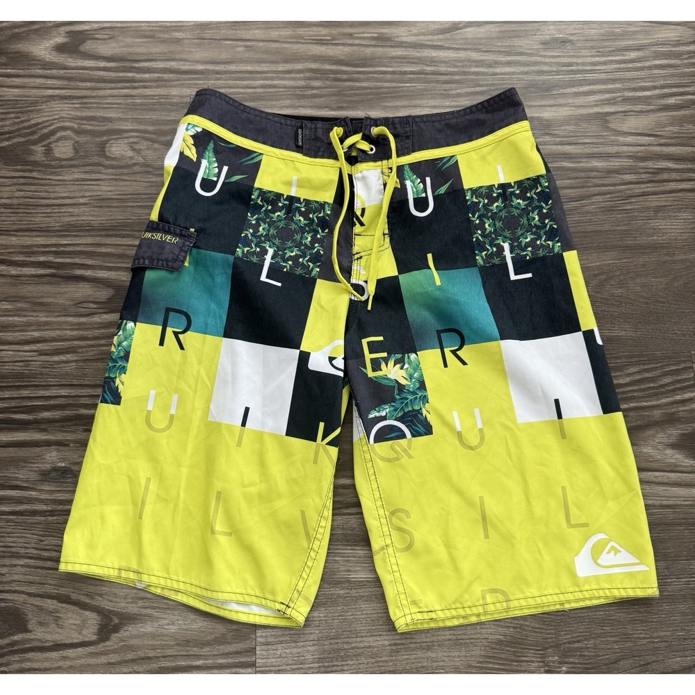Quicksilver High Line Board Shorts 4 Way Stretch Unlined‎ Men's Sz 28 Beach Y2K